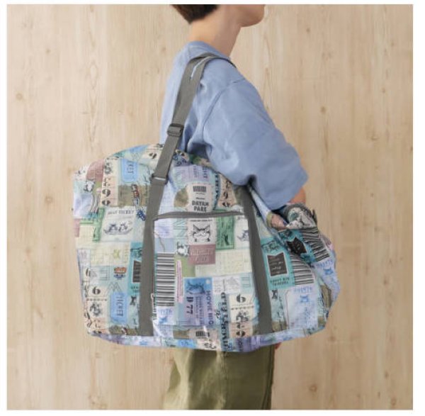 画像1: 折りたたみボストンバッグ　チケット (1)