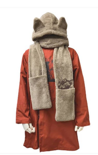 画像1: 猫耳フーディポケ付ボアマフ　猫は液体 (1)